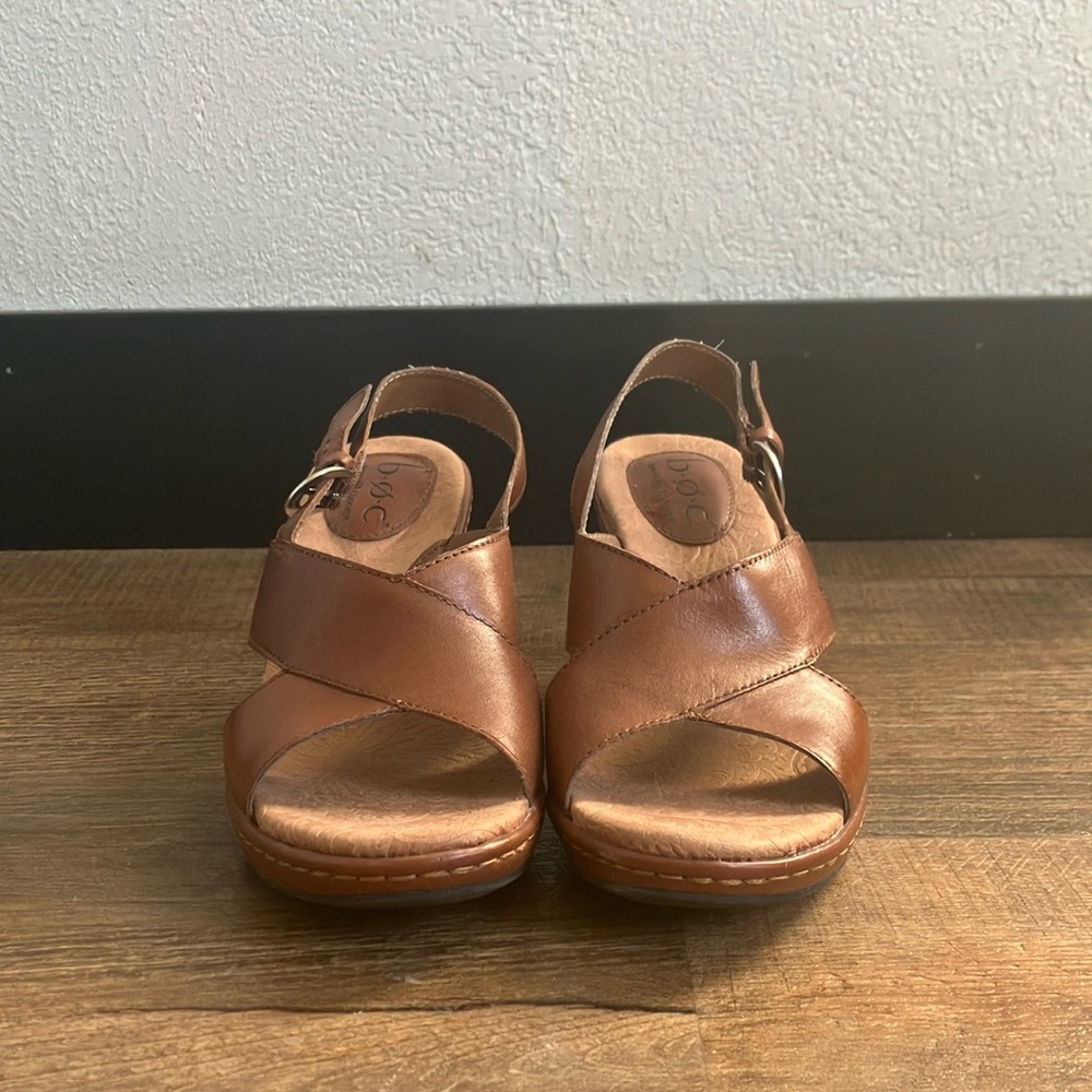 Brown Leather Women's Wedges